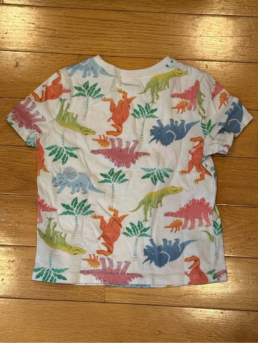 Old Navy White Short Sleeve Tee with Multicolor Dinosaur Print